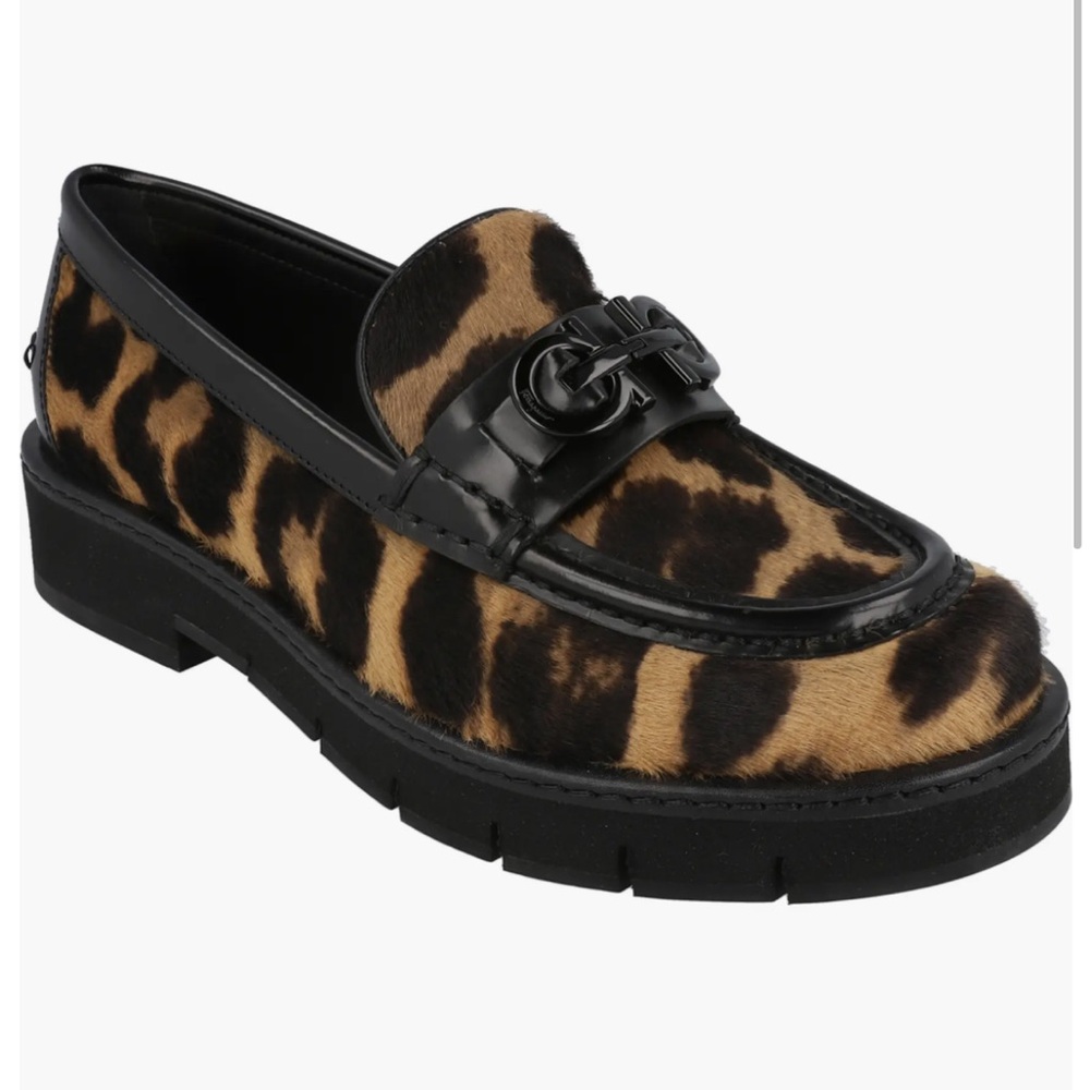 Brand new Ferragamo Ofelia Genuine Nero Calf Hair Lug Sole Loafer women’s 8.5